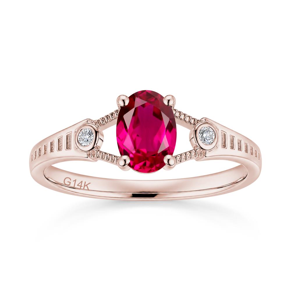Vintage Oval Cut Sapphire Milgrain Split Ring - LUO Jewelry #gemstone_Ruby