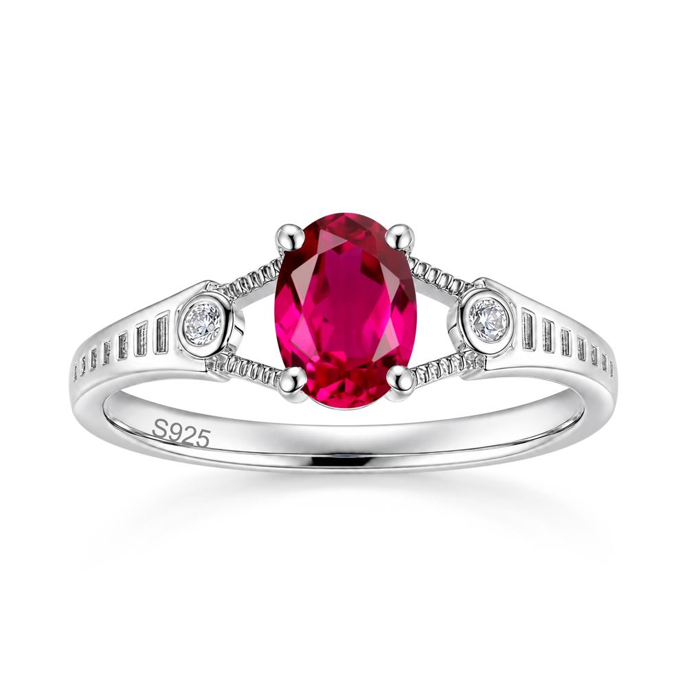 Vintage Oval Cut Sapphire Milgrain Split Ring - LUO Jewelry #gemstone_Ruby