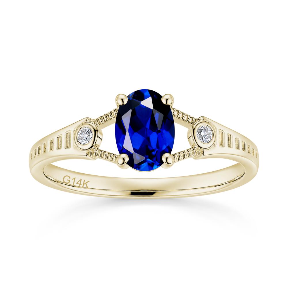 Vintage Oval Cut Sapphire Milgrain Split Ring - LUO Jewelry #gemstone_Sapphire