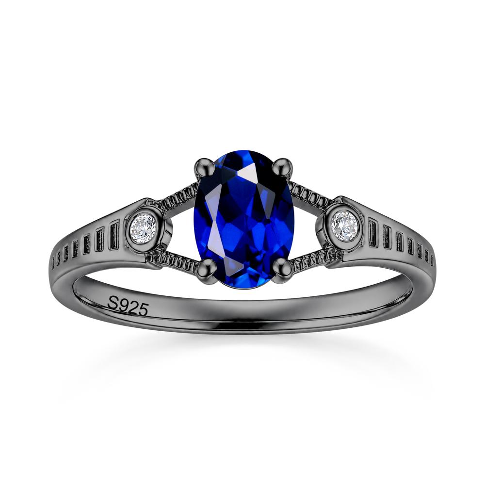 Vintage Oval Cut Sapphire Milgrain Split Ring - LUO Jewelry #gemstone_Sapphire