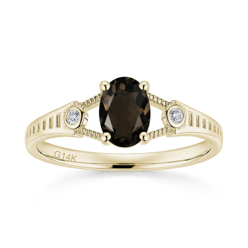 Vintage Oval Cut Sapphire Milgrain Split Ring - LUO Jewelry #gemstone_Smoky Quartz