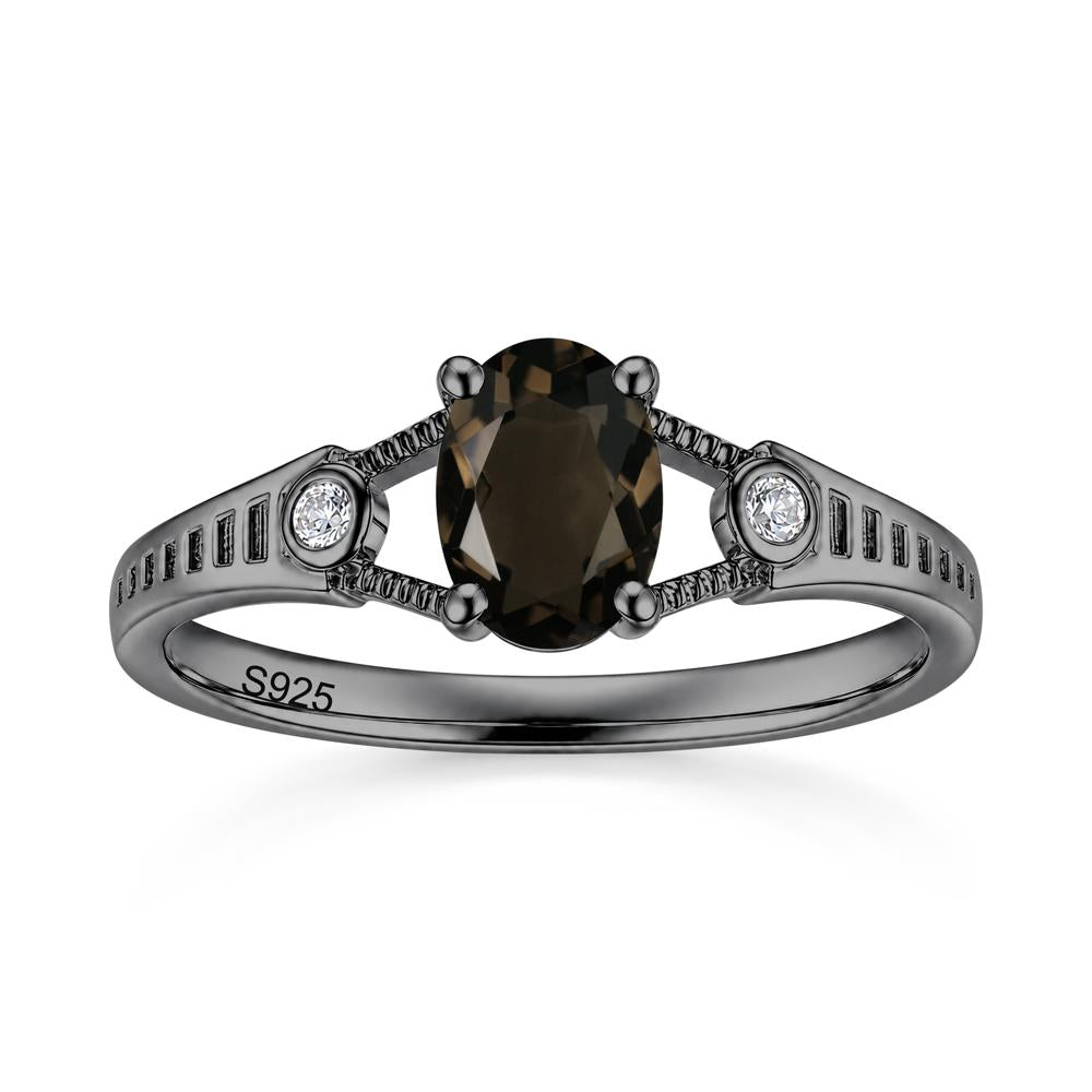 Vintage Oval Cut Sapphire Milgrain Split Ring - LUO Jewelry #gemstone_Smoky Quartz