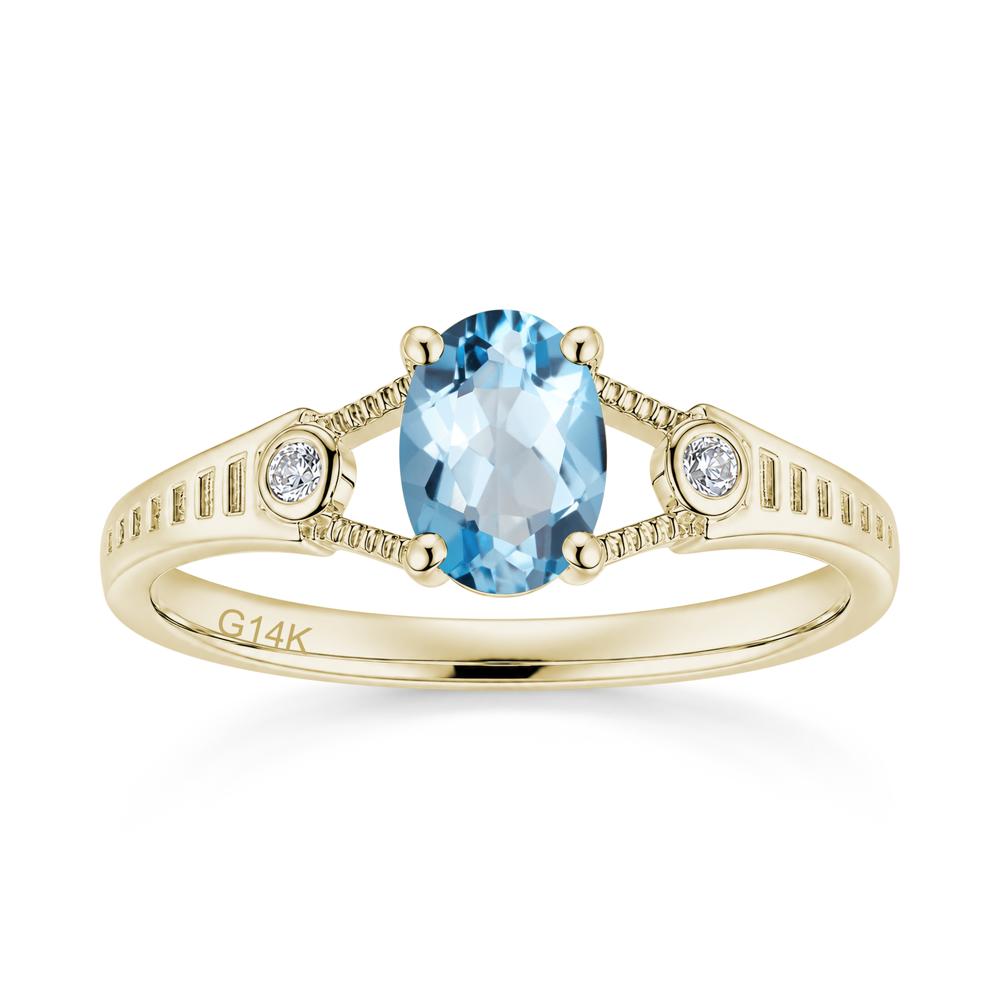 Vintage Oval Cut Sapphire Milgrain Split Ring - LUO Jewelry #gemstone_Swiss Blue Topaz