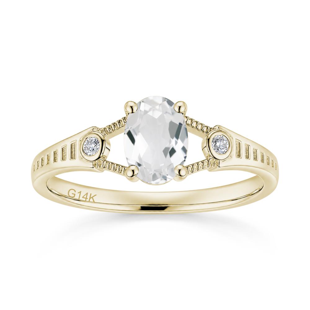 Vintage Oval Cut Sapphire Milgrain Split Ring - LUO Jewelry #gemstone_White Topaz