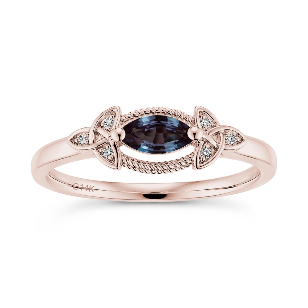 East West London Blue Topaz Milgrain Celtic Knot Ring - LUO Jewelry #gemstone_Alexandrite
