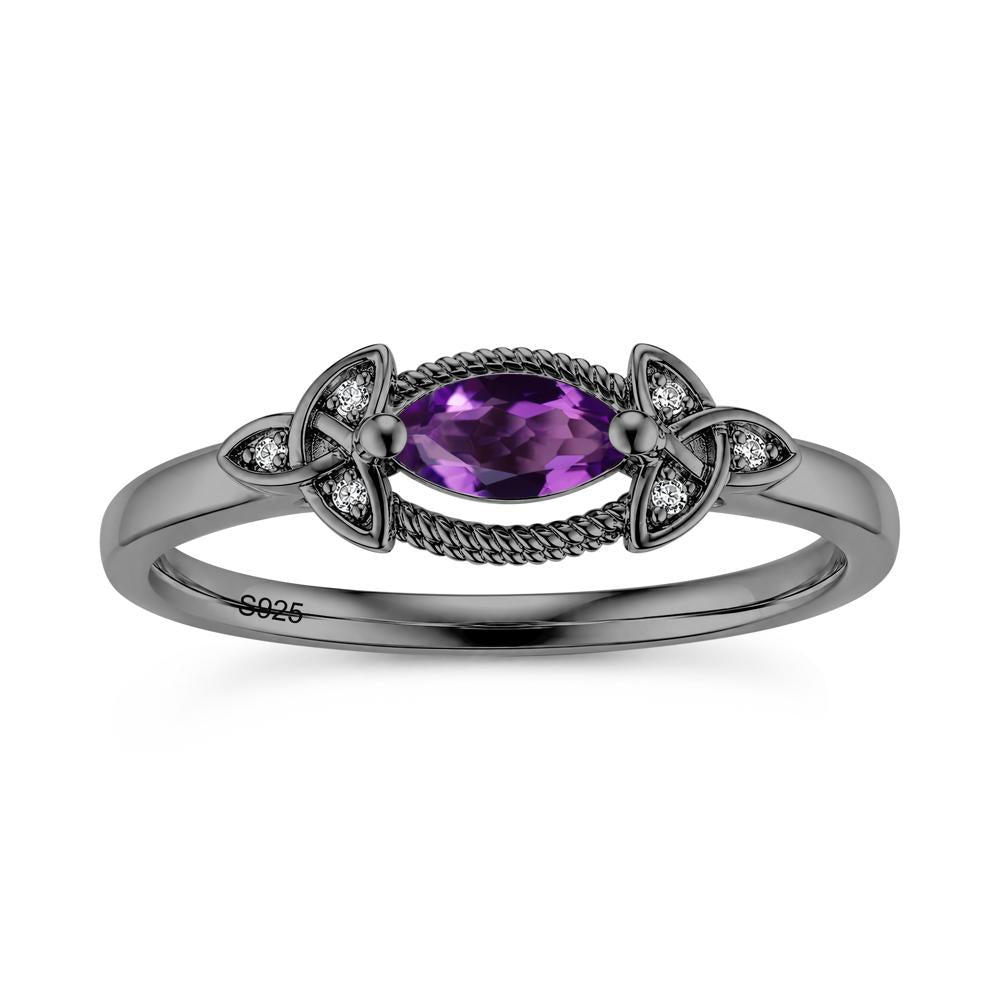 East West London Blue Topaz Milgrain Celtic Knot Ring - LUO Jewelry #gemstone_Amethyst