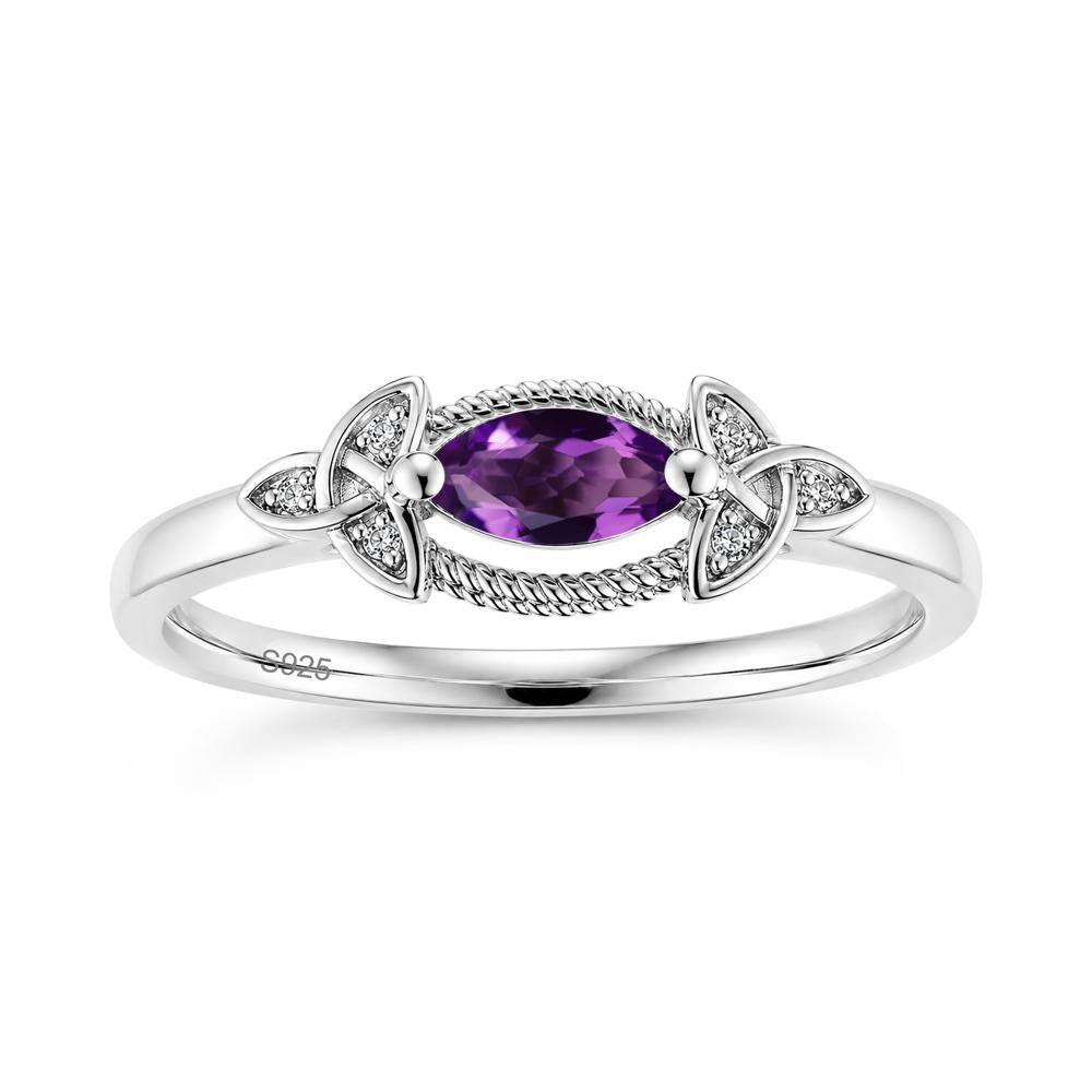 East West London Blue Topaz Milgrain Celtic Knot Ring - LUO Jewelry #gemstone_Amethyst