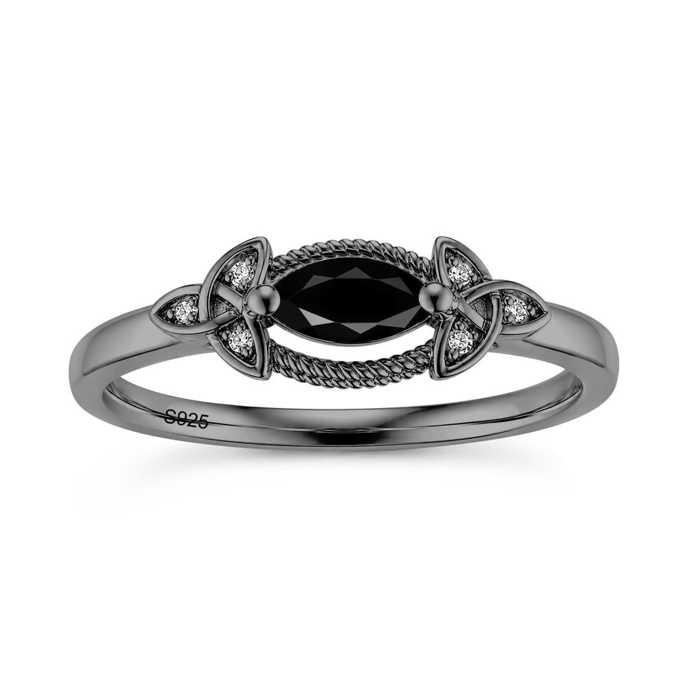 East West London Blue Topaz Milgrain Celtic Knot Ring - LUO Jewelry #gemstone_Black Spinel
