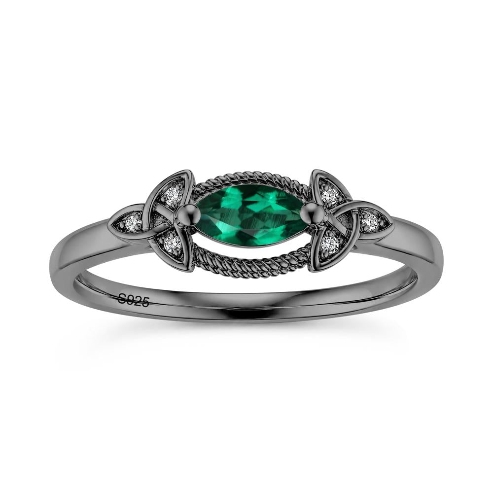 East West London Blue Topaz Milgrain Celtic Knot Ring - LUO Jewelry #gemstone_Emerald
