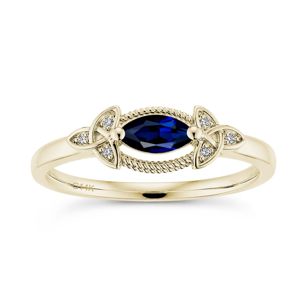 East West London Blue Topaz Milgrain Celtic Knot Ring - LUO Jewelry #gemstone_Sapphire