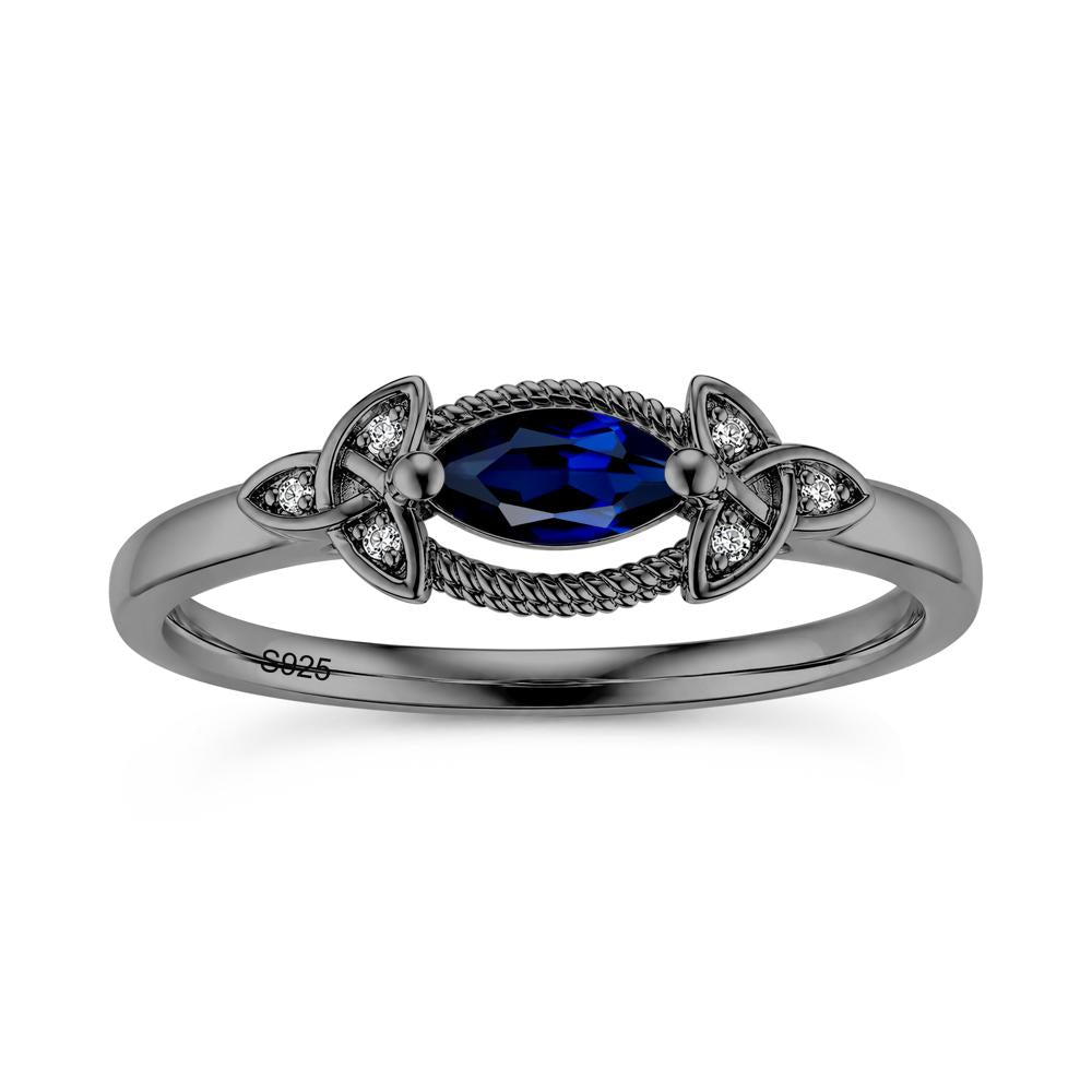 East West London Blue Topaz Milgrain Celtic Knot Ring - LUO Jewelry #gemstone_Sapphire