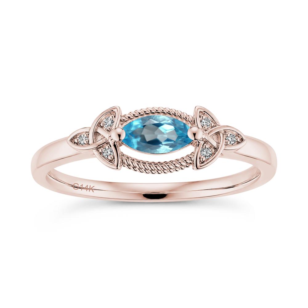 East West London Blue Topaz Milgrain Celtic Knot Ring - LUO Jewelry #gemstone_Swiss Blue Topaz