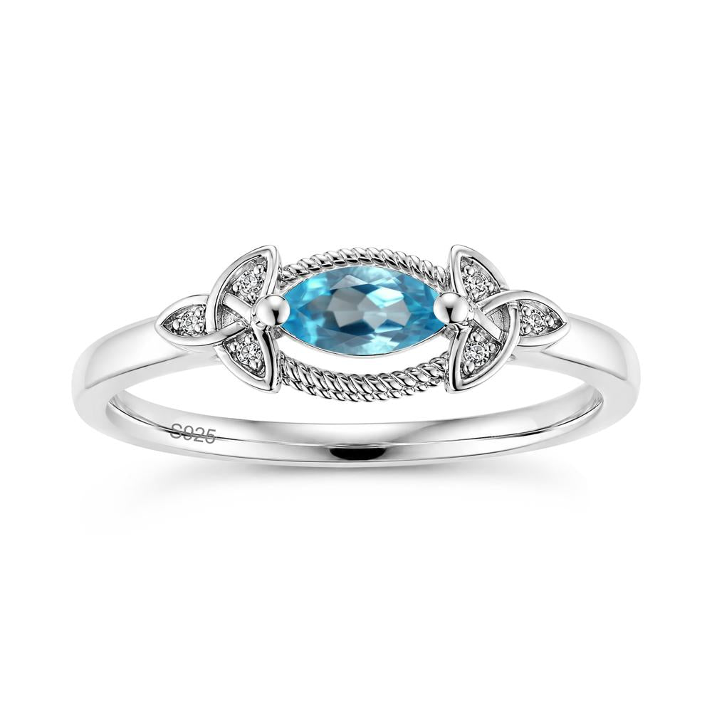 East West London Blue Topaz Milgrain Celtic Knot Ring - LUO Jewelry #gemstone_Swiss Blue Topaz