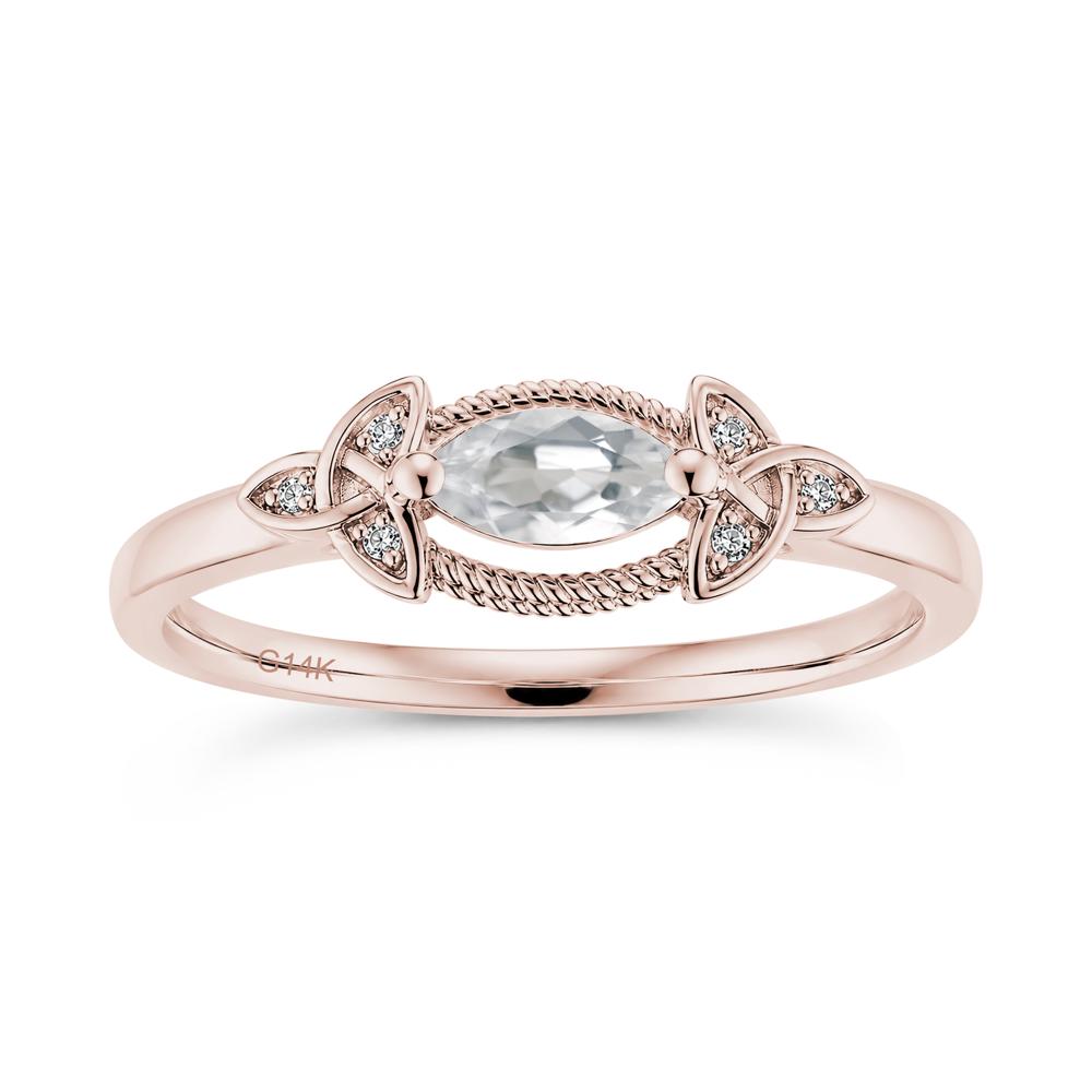 East West London Blue Topaz Milgrain Celtic Knot Ring - LUO Jewelry #gemstone_White Topaz