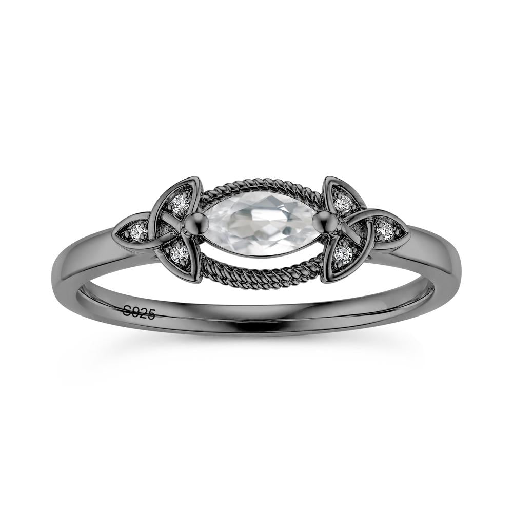 East West London Blue Topaz Milgrain Celtic Knot Ring - LUO Jewelry #gemstone_White Topaz