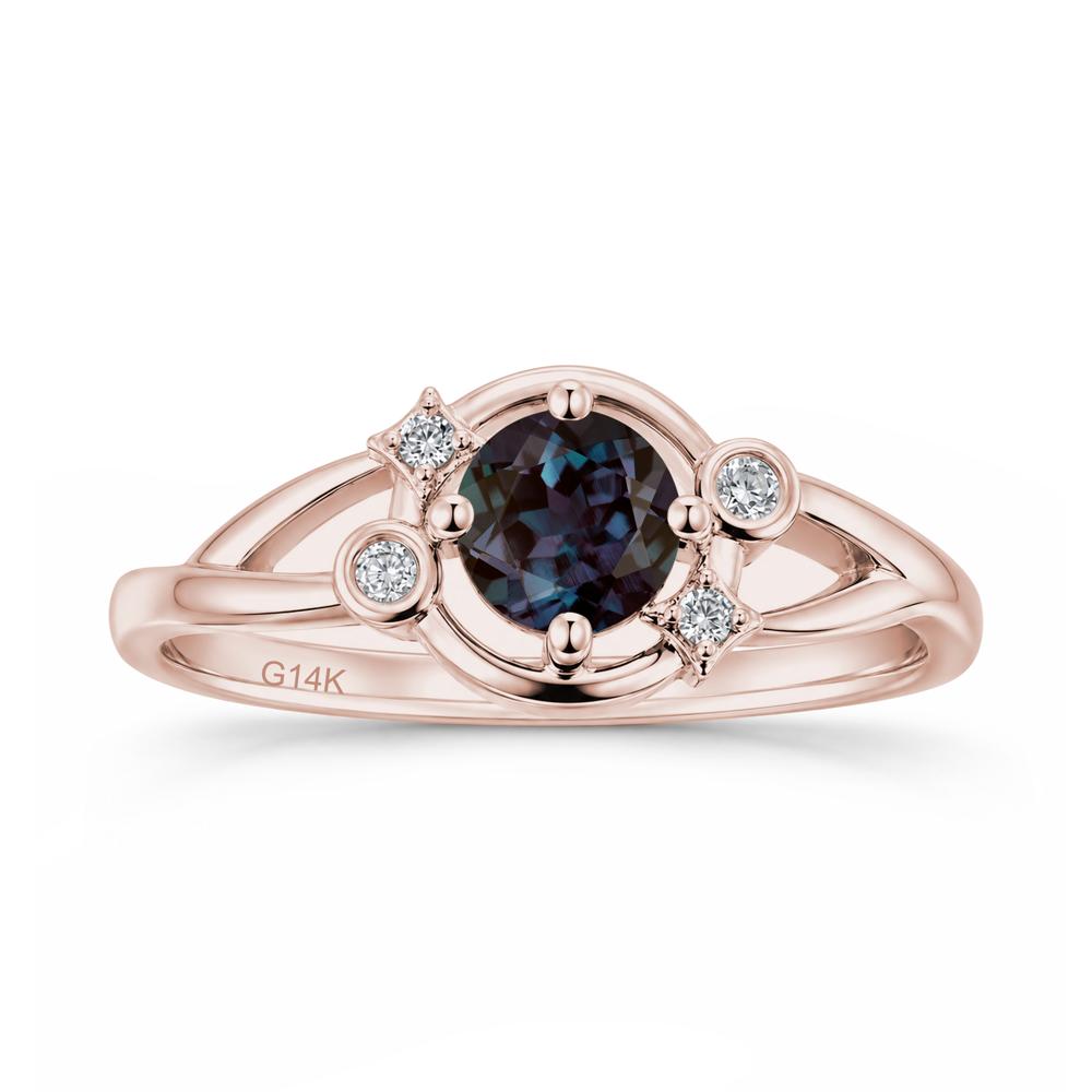 Round Cut Aquamarine Star Celestial Ring - LUO Jewelry #gemstone_Alexandrite