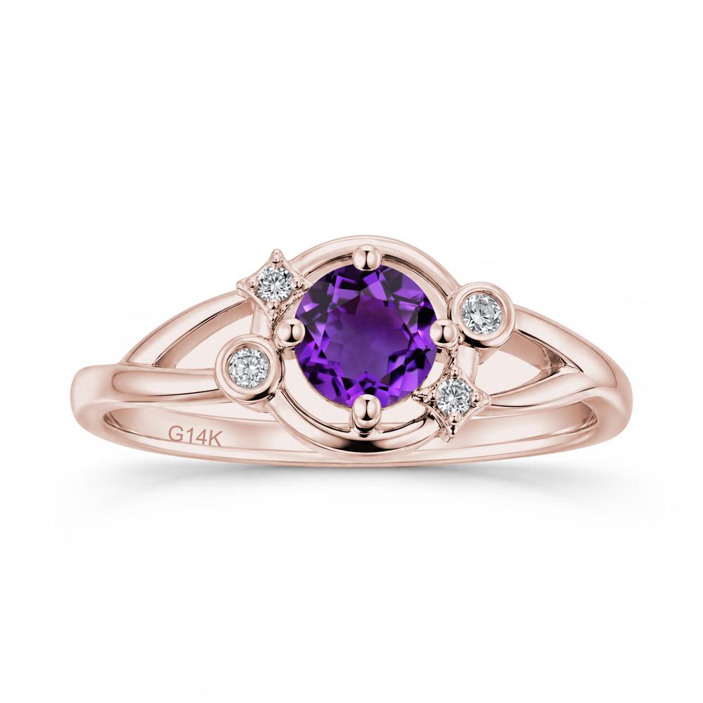 Round Cut Aquamarine Star Celestial Ring - LUO Jewelry #gemstone_Amethyst