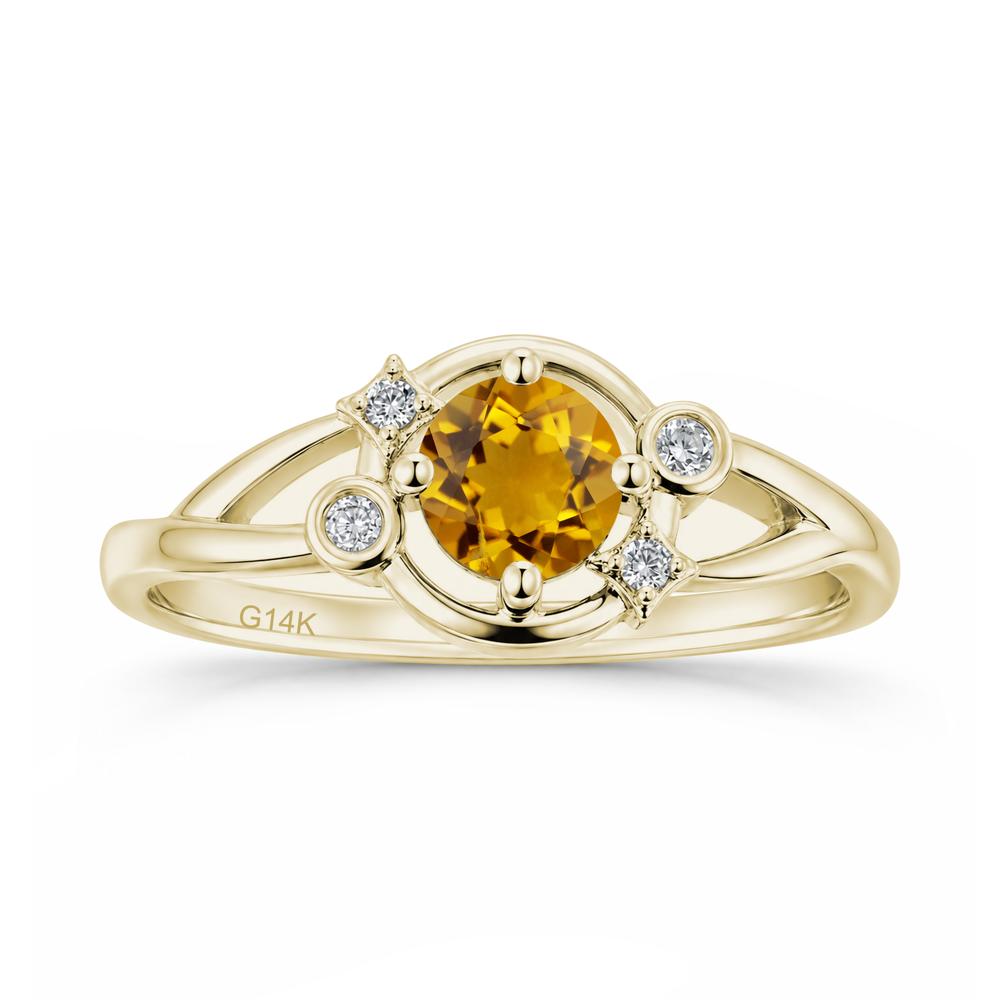 Round Cut Aquamarine Star Celestial Ring - LUO Jewelry #gemstone_Citrine