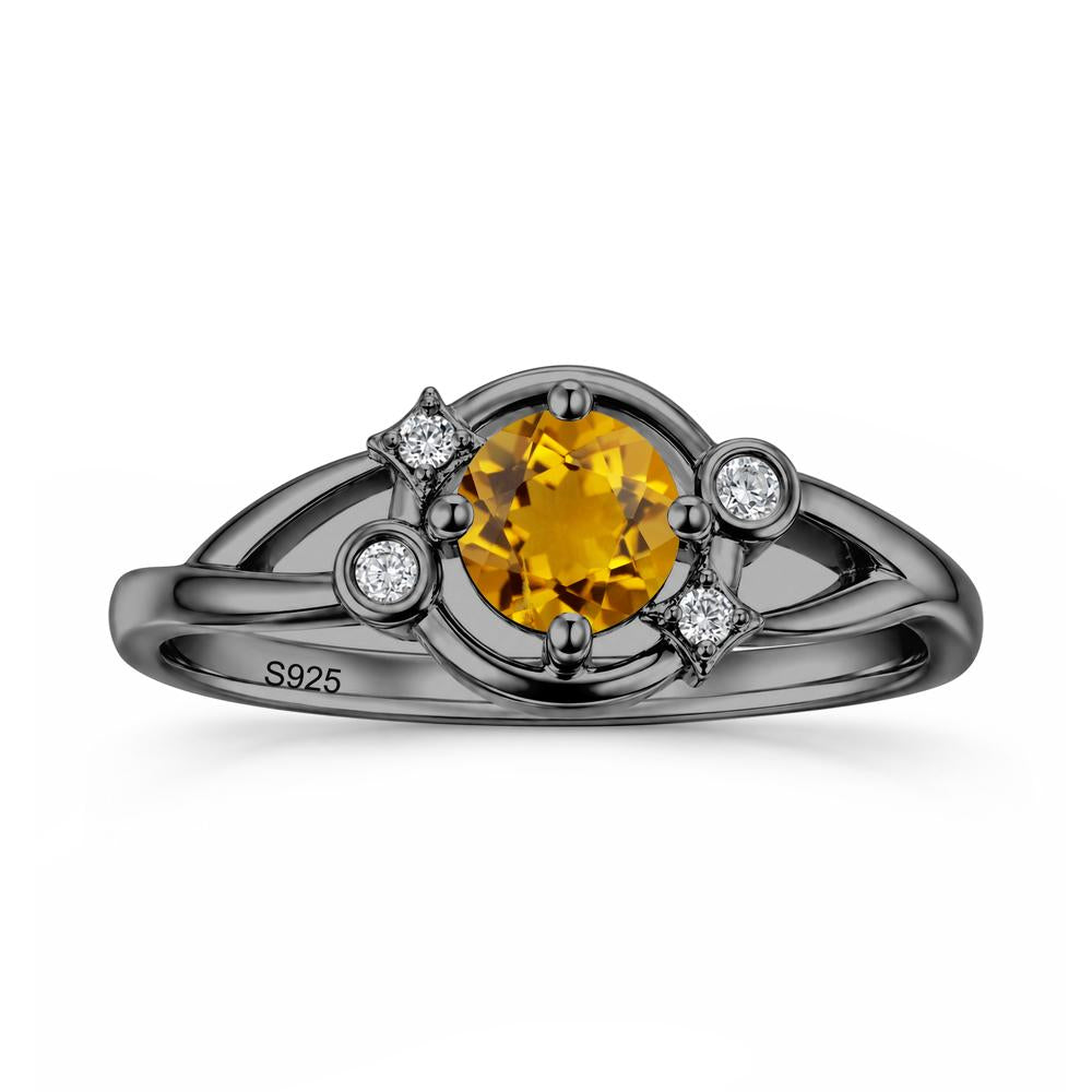 Round Cut Aquamarine Star Celestial Ring - LUO Jewelry #gemstone_Citrine