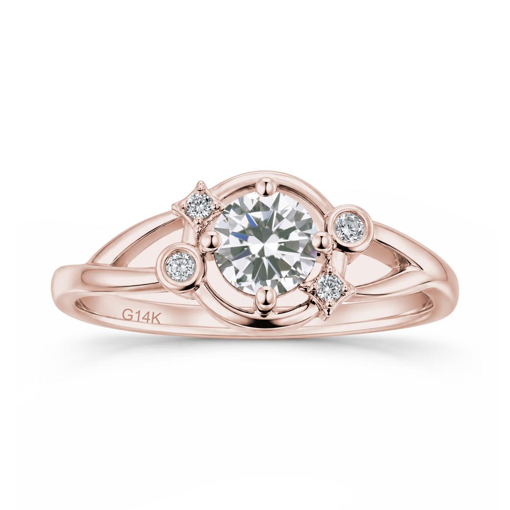Round Cut Aquamarine Star Celestial Ring - LUO Jewelry #gemstone_Cubic Zirconia