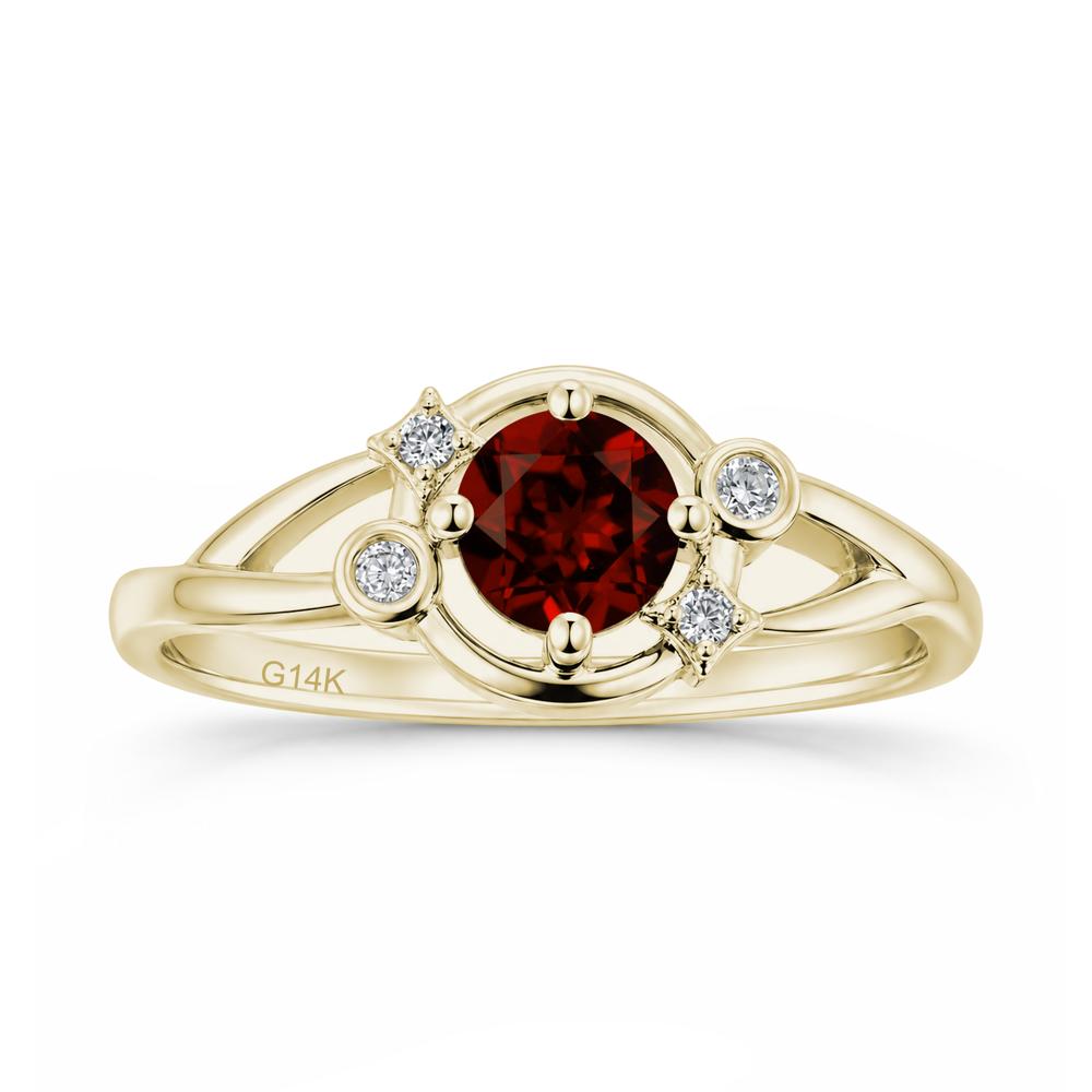 Round Cut Aquamarine Star Celestial Ring - LUO Jewelry #gemstone_Garnet
