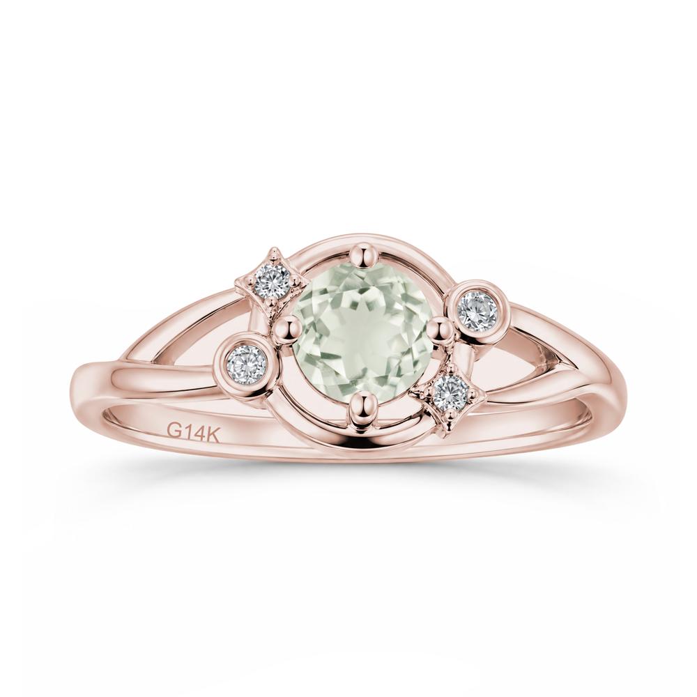 Round Cut Aquamarine Star Celestial Ring - LUO Jewelry #gemstone_Green Amethyst