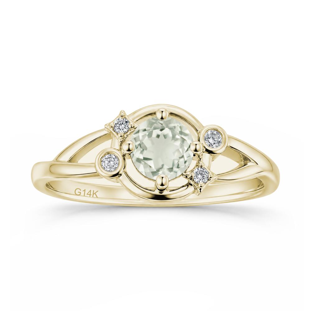 Round Cut Aquamarine Star Celestial Ring - LUO Jewelry #gemstone_Green Amethyst