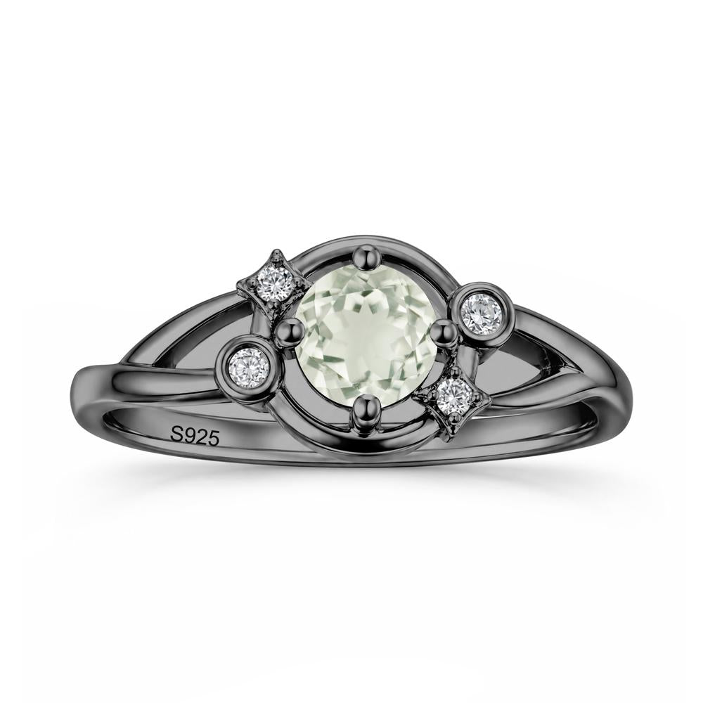 Round Cut Aquamarine Star Celestial Ring - LUO Jewelry #gemstone_Green Amethyst