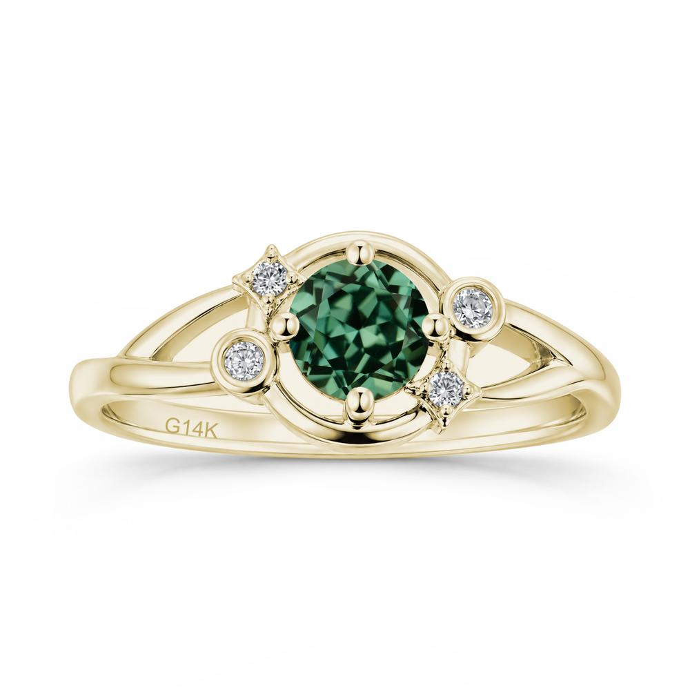 Round Cut Aquamarine Star Celestial Ring - LUO Jewelry #gemstone_Green Sapphire