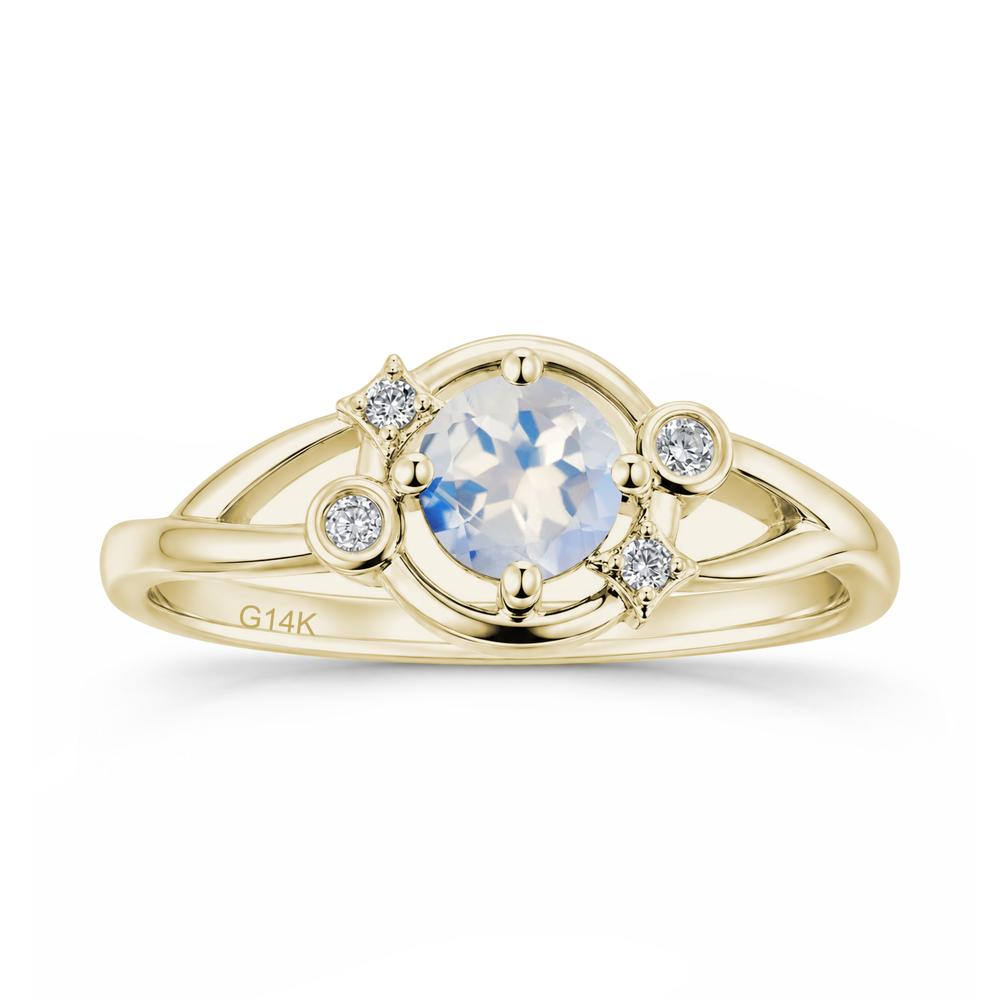 Round Cut Aquamarine Star Celestial Ring - LUO Jewelry #gemstone_Moonstone