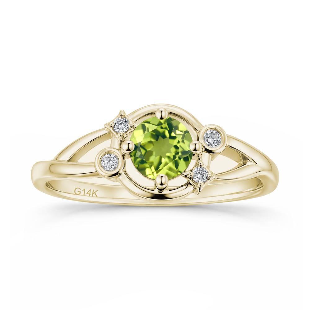Round Cut Aquamarine Star Celestial Ring - LUO Jewelry #gemstone_Peridot