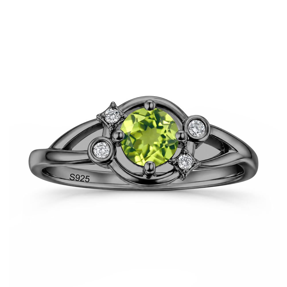 Round Cut Aquamarine Star Celestial Ring - LUO Jewelry #gemstone_Peridot