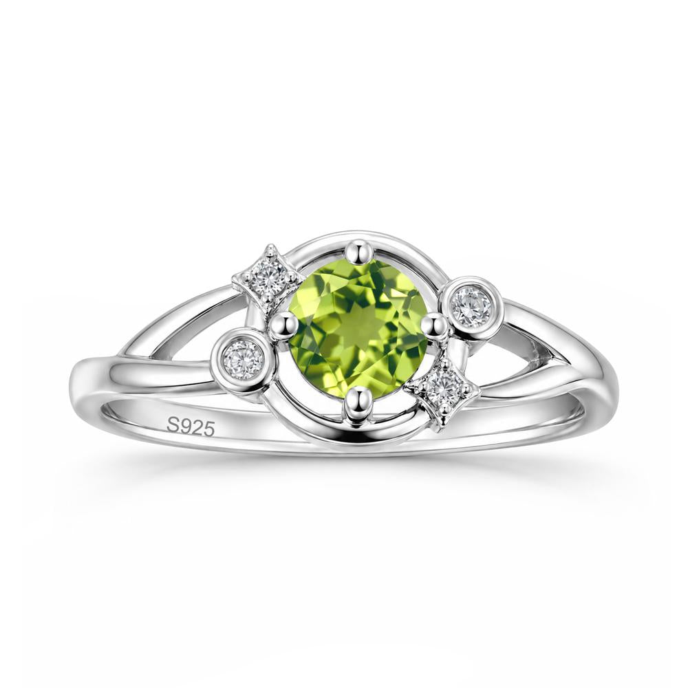 Round Cut Aquamarine Star Celestial Ring - LUO Jewelry #gemstone_Peridot
