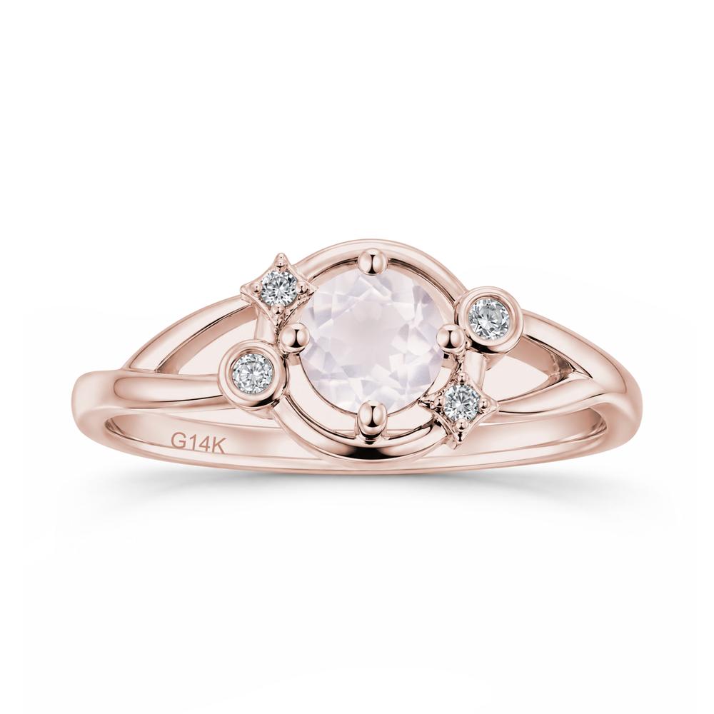 Round Cut Aquamarine Star Celestial Ring - LUO Jewelry #gemstone_Rose Quartz