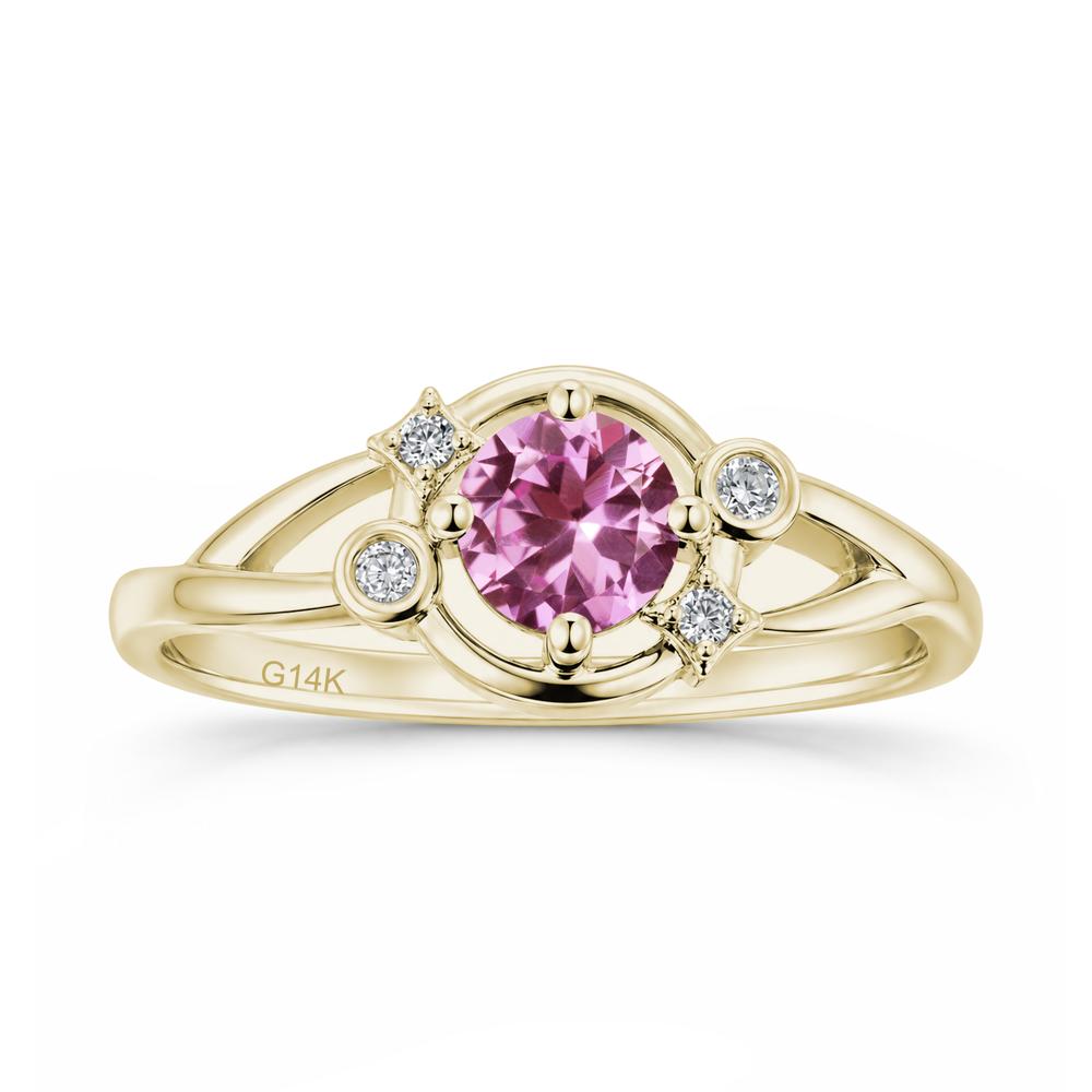 Round Cut Aquamarine Star Celestial Ring - LUO Jewelry #gemstone_Pink Sapphire