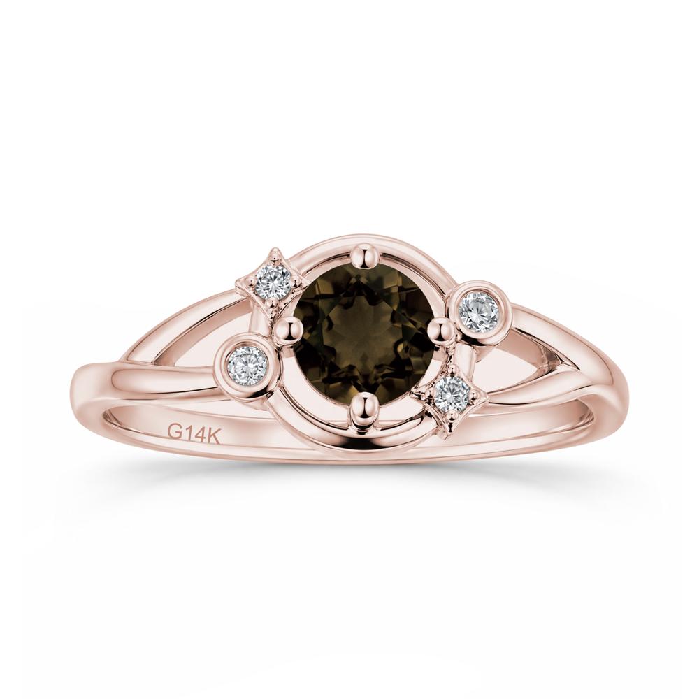 Round Cut Aquamarine Star Celestial Ring - LUO Jewelry #gemstone_Smoky Quartz