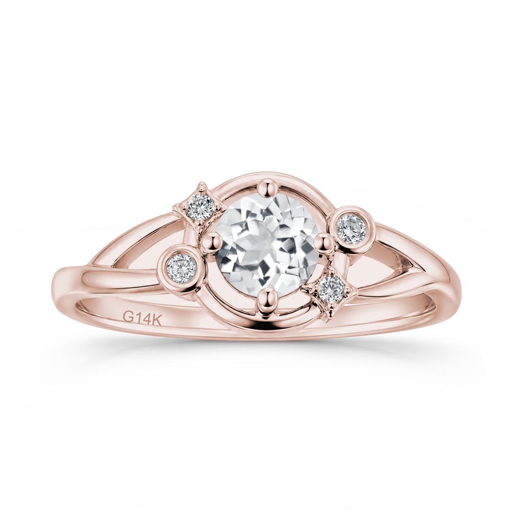 Round Cut Aquamarine Star Celestial Ring - LUO Jewelry #gemstone_White Topaz