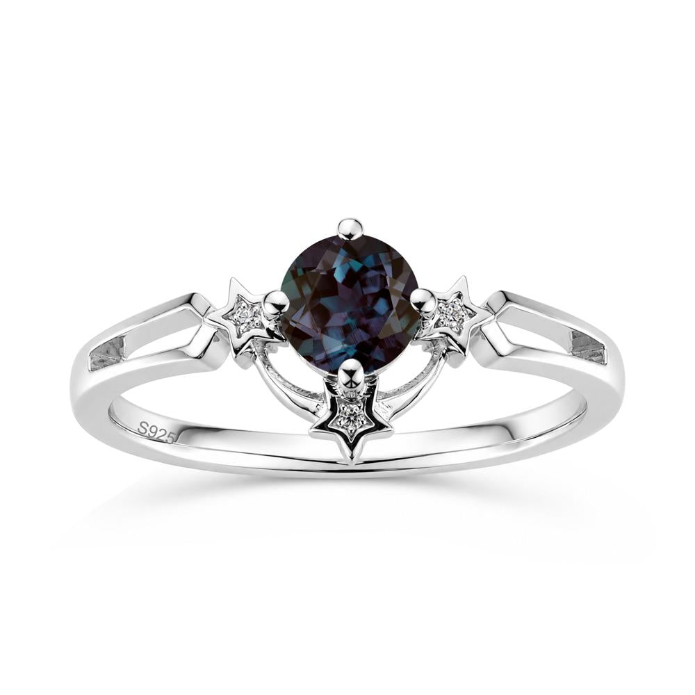 Round Cut Pink Sapphire Star Proposal Ring - LUO Jewelry #gemstone_Alexandrite