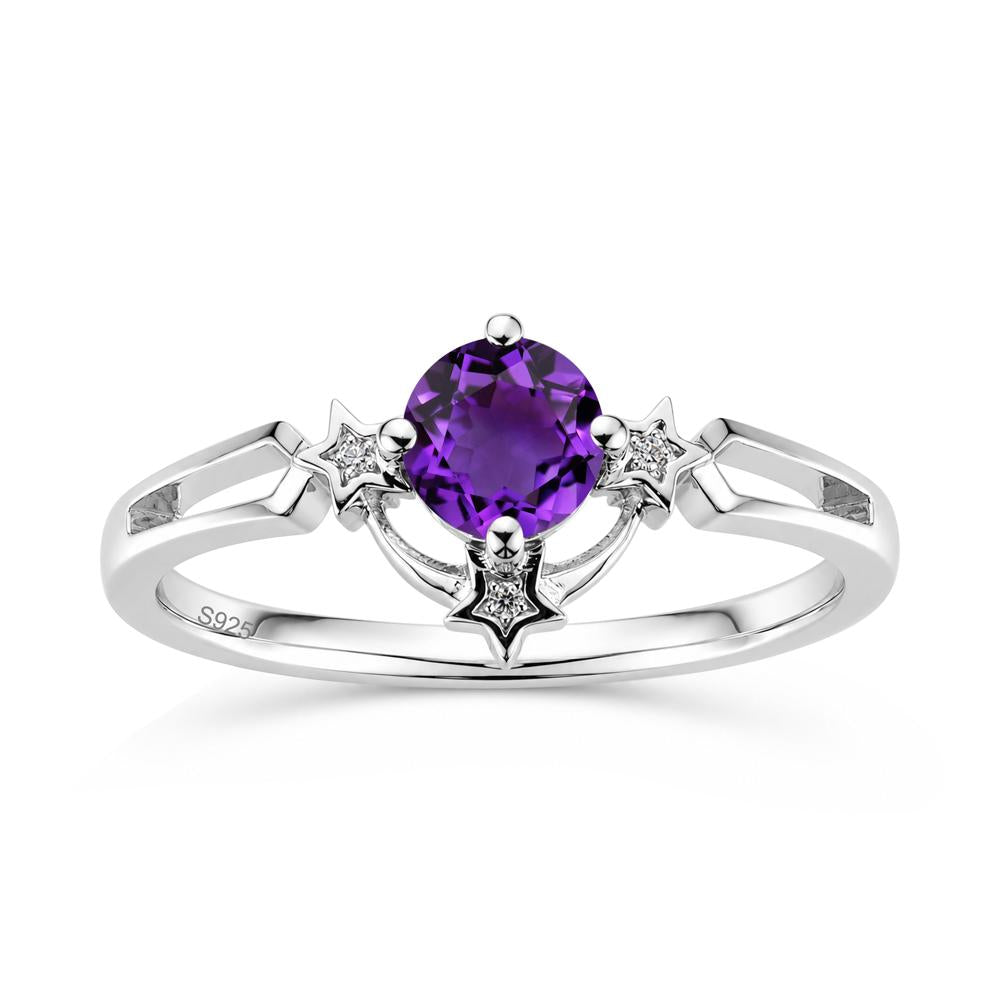 Round Cut Pink Sapphire Star Proposal Ring - LUO Jewelry #gemstone_Amethyst