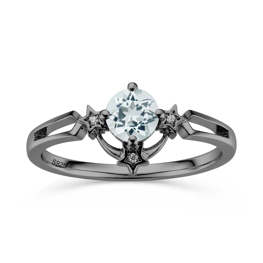 Round Cut Pink Sapphire Star Proposal Ring - LUO Jewelry #gemstone_Aquamarine