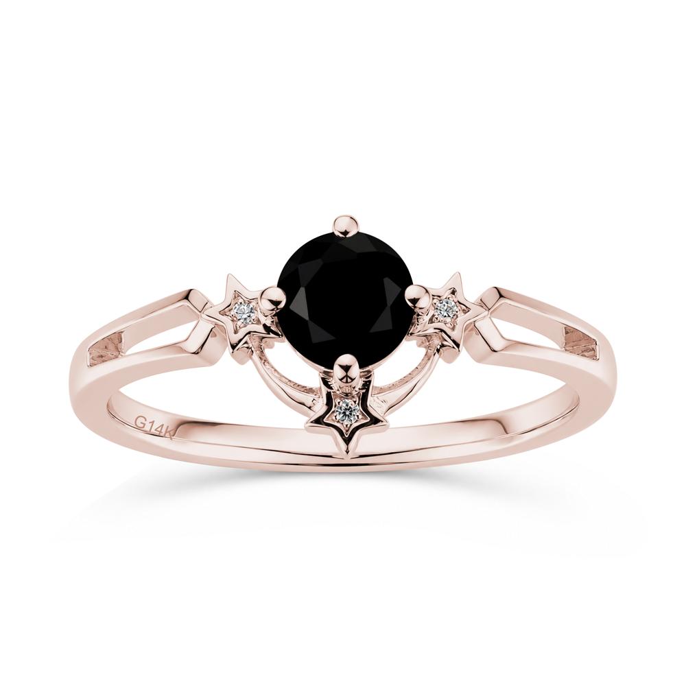 Round Cut Pink Sapphire Star Proposal Ring - LUO Jewelry #gemstone_Black Spinel