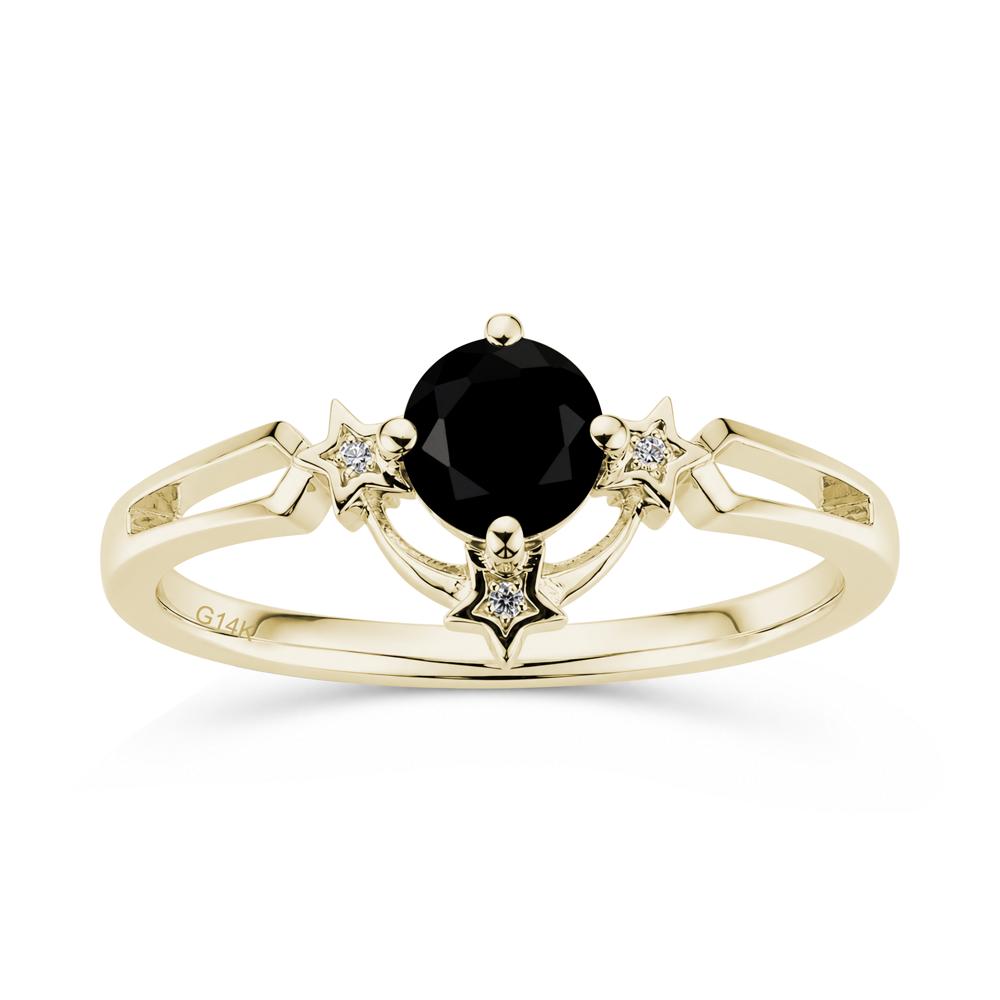 Round Cut Pink Sapphire Star Proposal Ring - LUO Jewelry #gemstone_Black Spinel