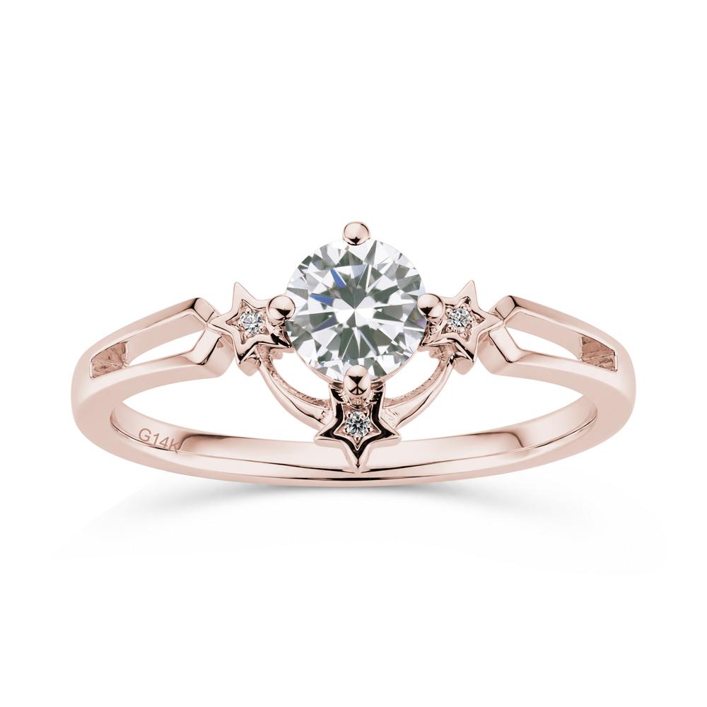 Round Cut Pink Sapphire Star Proposal Ring - LUO Jewelry #gemstone_Cubic Zirconia