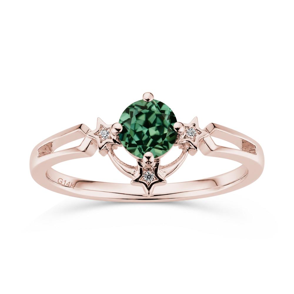 Round Cut Pink Sapphire Star Proposal Ring - LUO Jewelry #gemstone_Green Sapphire