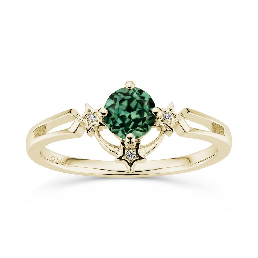 Round Cut Pink Sapphire Star Proposal Ring - LUO Jewelry #gemstone_Green Sapphire