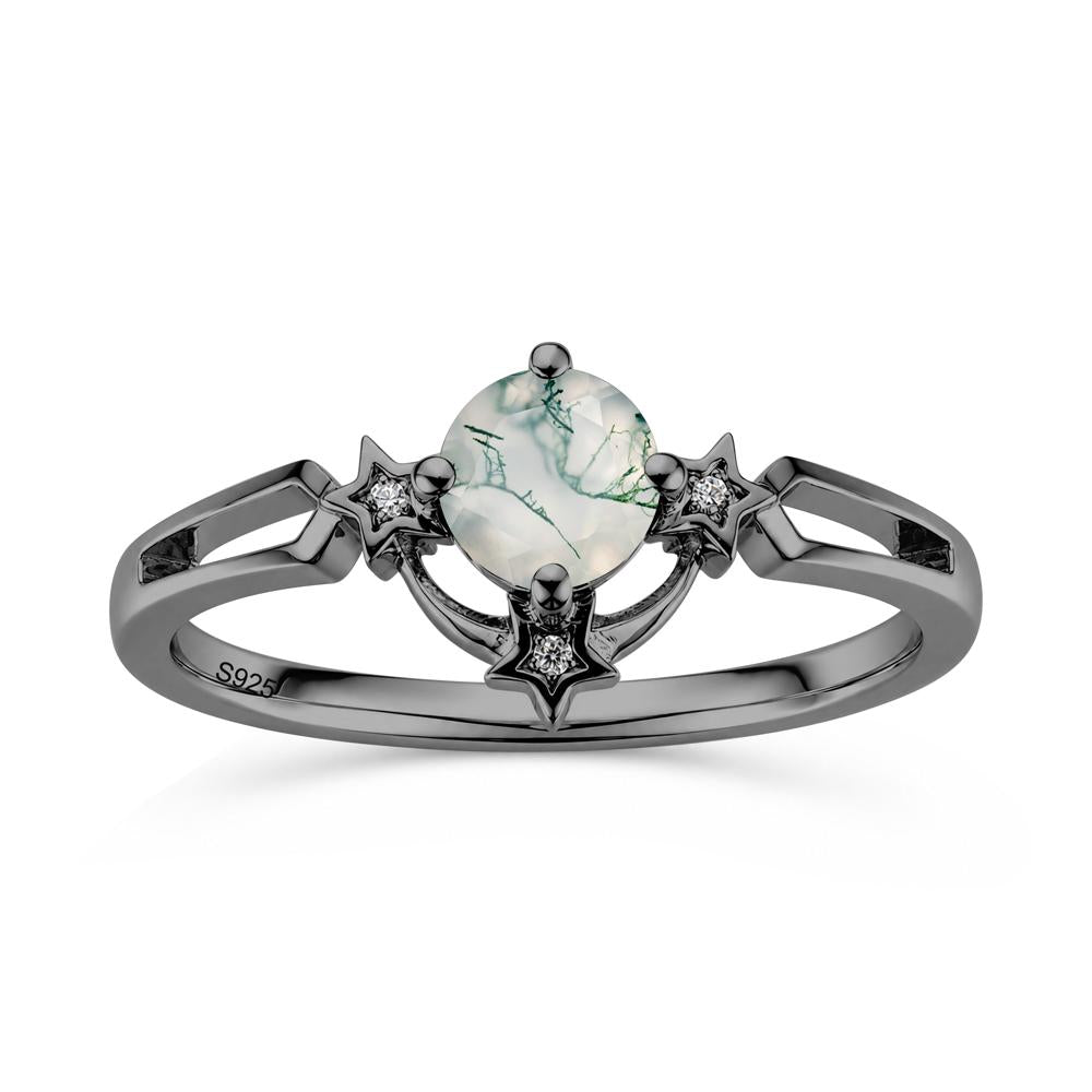 Round Cut Pink Sapphire Star Proposal Ring - LUO Jewelry #gemstone_Moss Agate