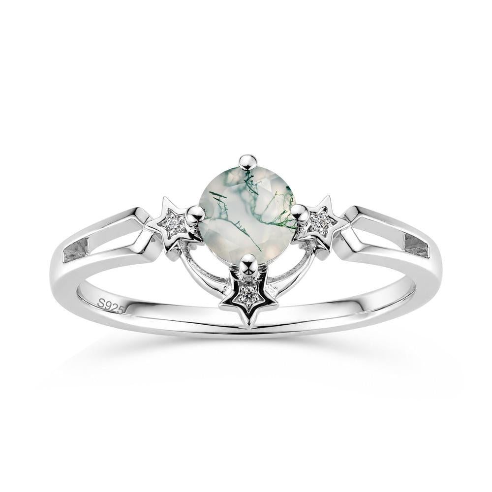 Round Cut Pink Sapphire Star Proposal Ring - LUO Jewelry #gemstone_Moss Agate