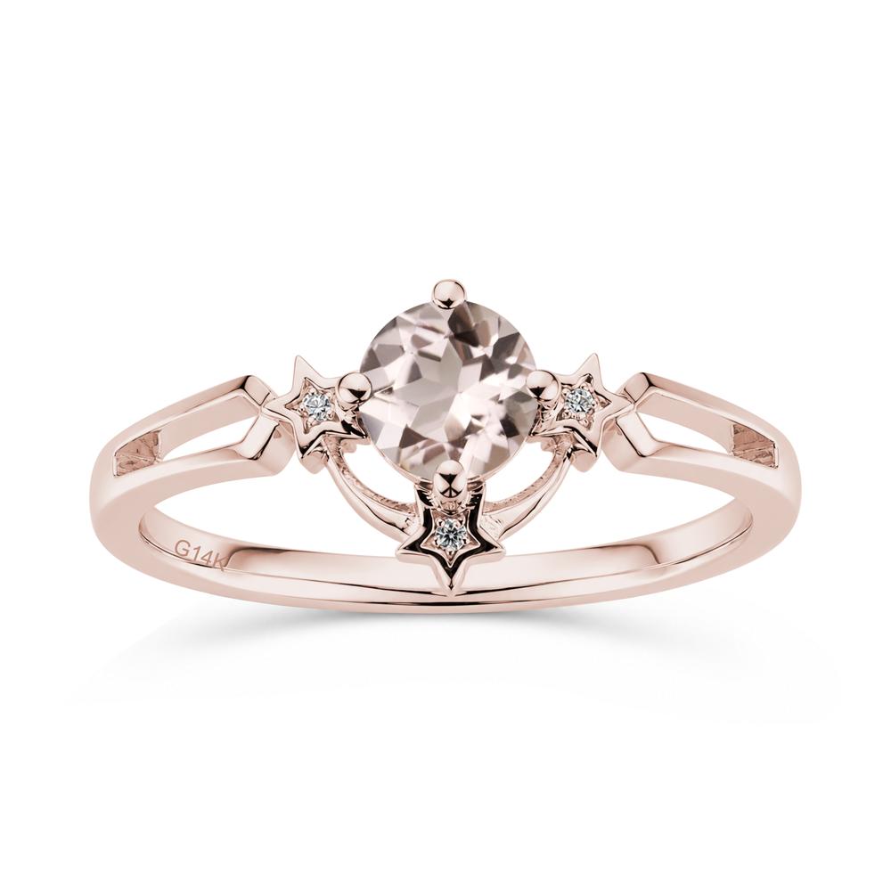 Round Cut Pink Sapphire Star Proposal Ring - LUO Jewelry #gemstone_Morganite