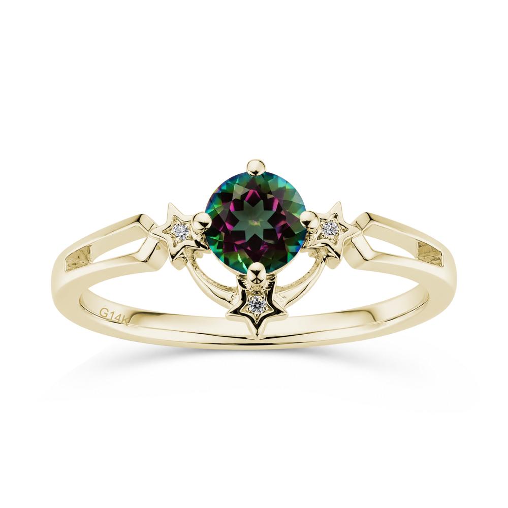 Round Cut Pink Sapphire Star Proposal Ring - LUO Jewelry #gemstone_Mystic Topaz