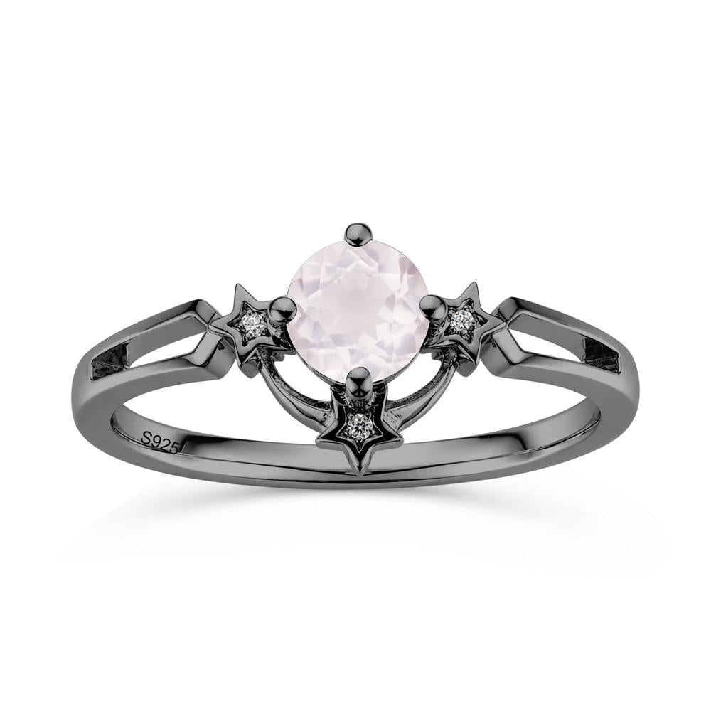Round Cut Pink Sapphire Star Proposal Ring - LUO Jewelry #gemstone_Rose Quartz